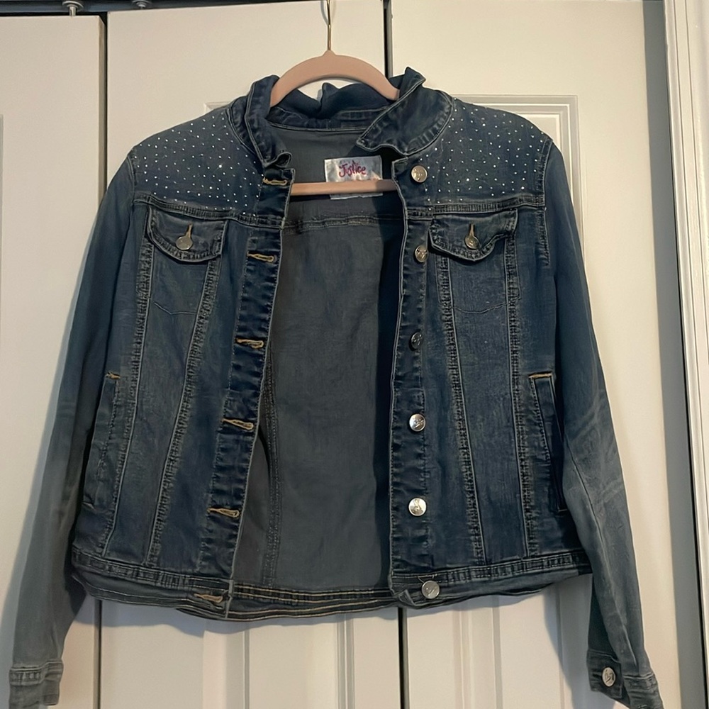 I am selling a jean jacket from justice with rhinestone detail